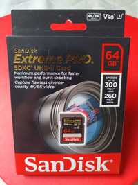 Karta Sandisk Extreme PRO SDXC 64GB 300MB/s 260MB/s V90 Nowa