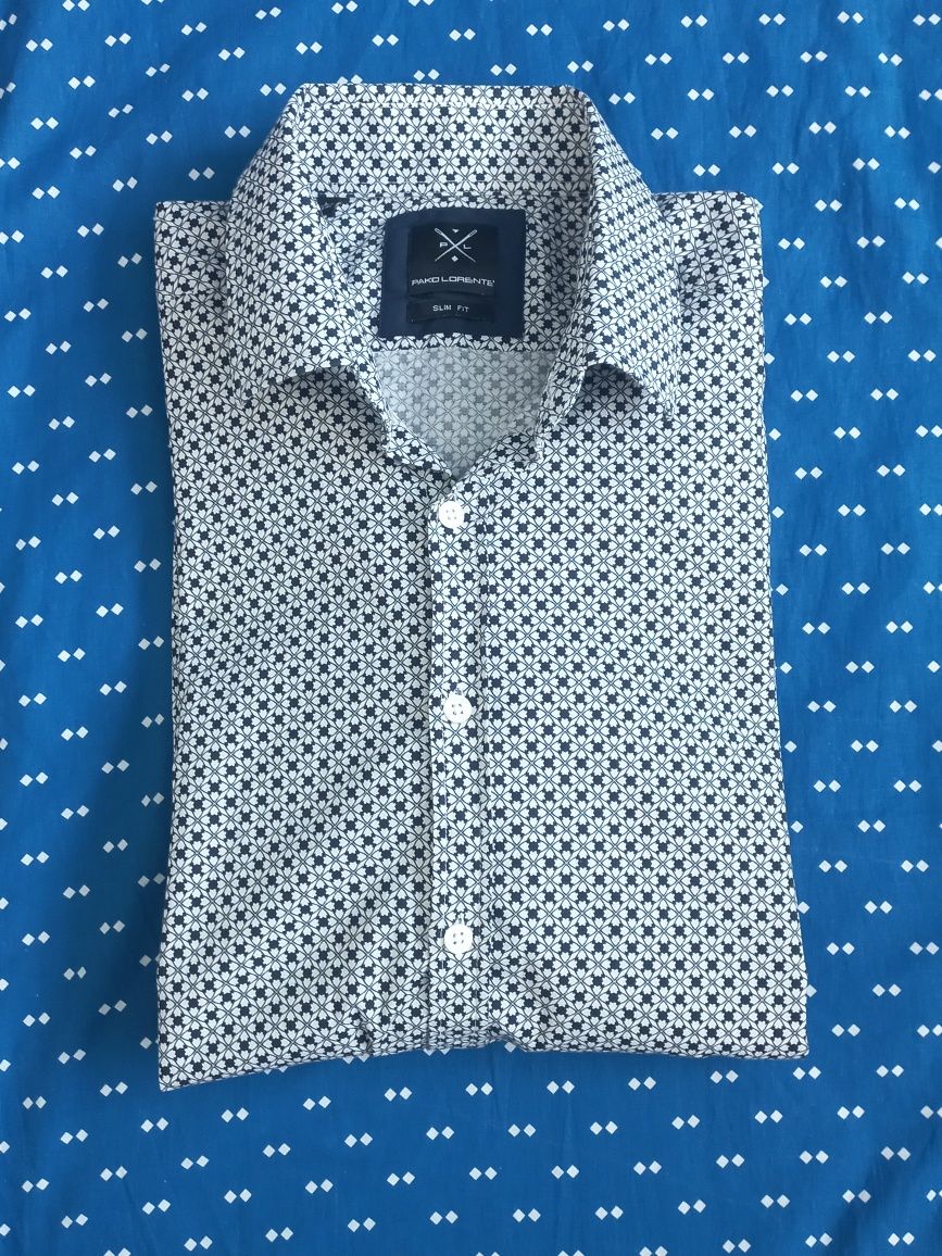 wzorzysta męska koszula Pako Lorente slim fit na szczupłego mężczyznę