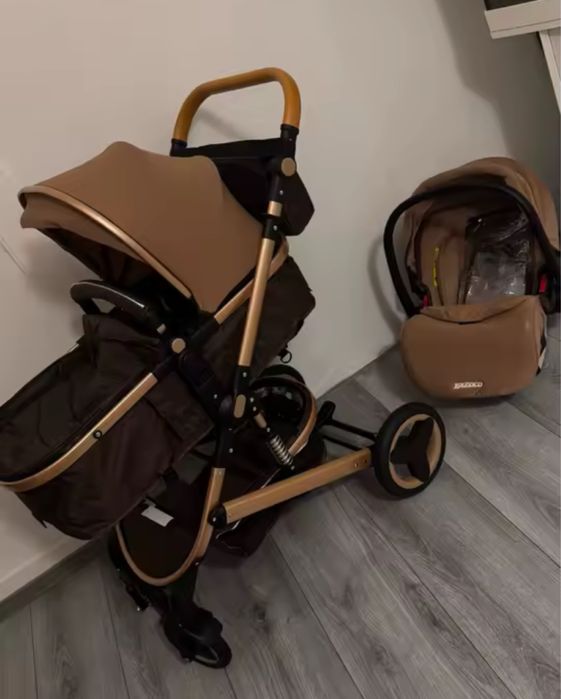 Carinho de bebé 3 em 1 castanho - novo