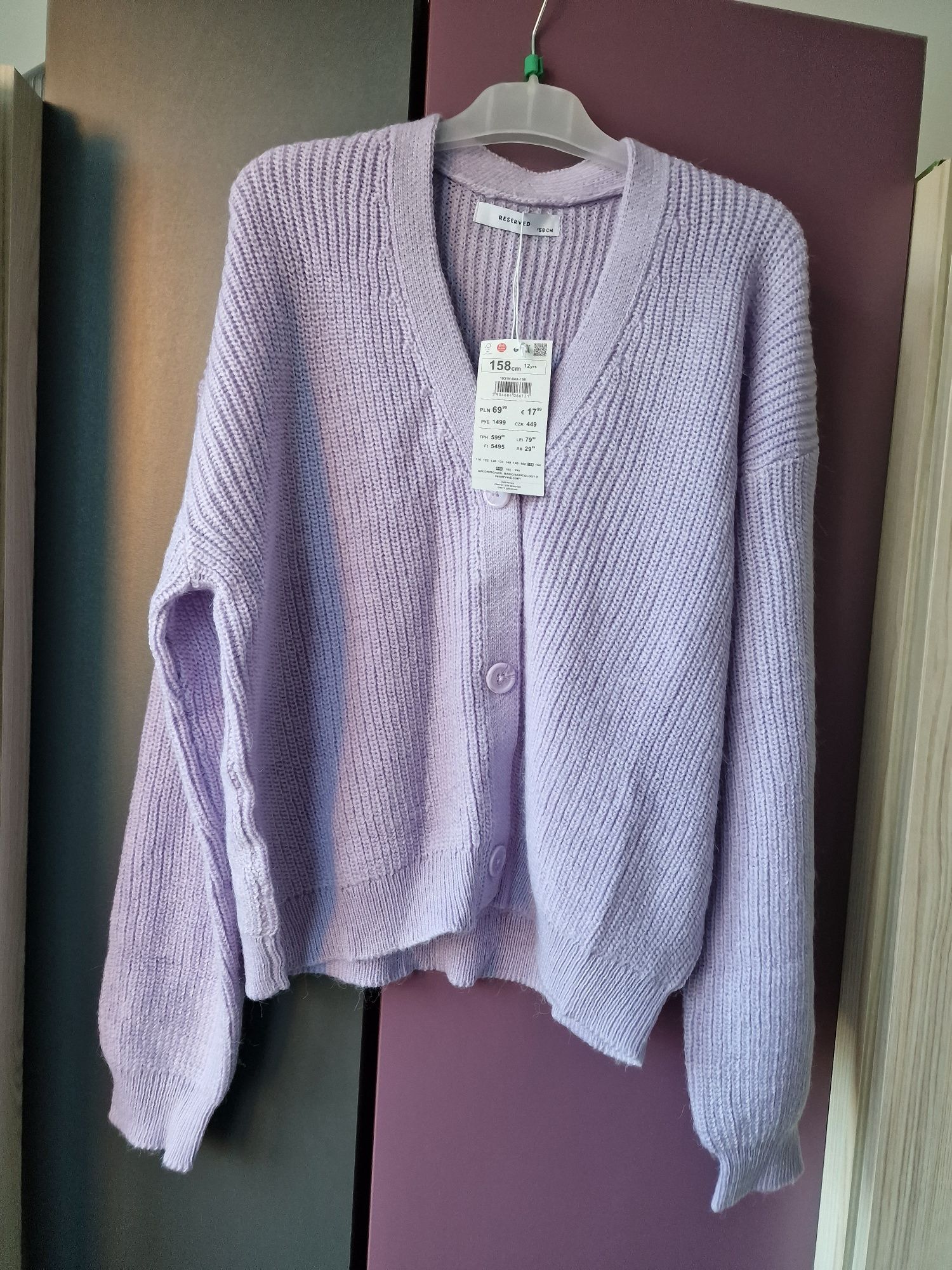 Sweter RESERVED 158 mlodzieżowy damski NOWY lila