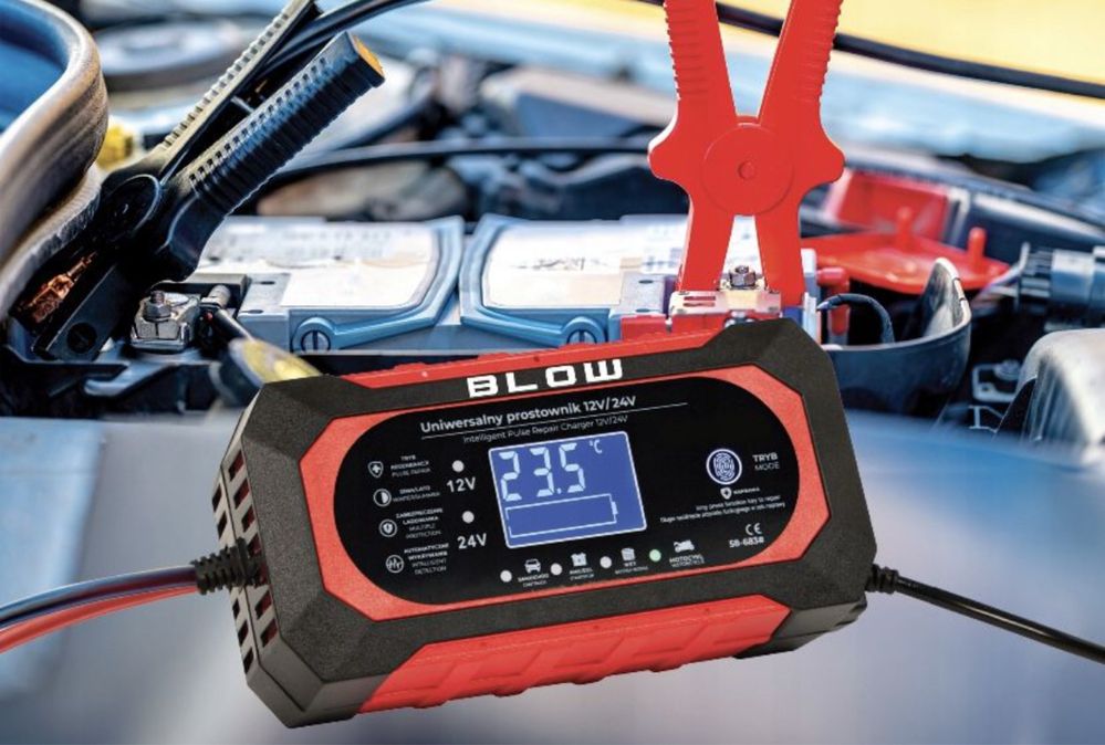 Prostownik Samochodowy Automatyczny Ładowarka Akumulatora LCD 24V