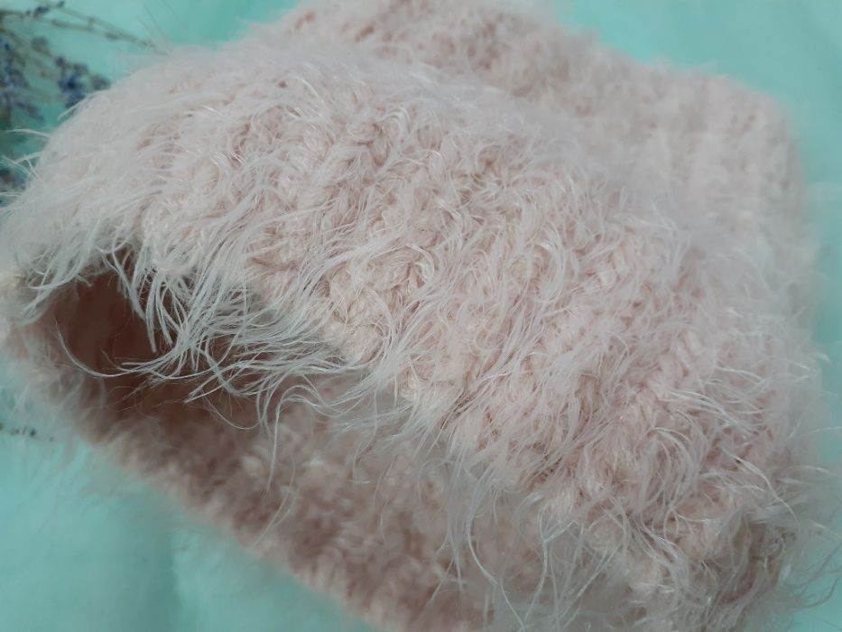 Шапка YD пыльно-розовая (пудра), "травка", детская на 7 лет шапочка