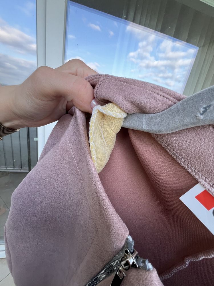 Zamszowa ramoneska w kolorze brudnego różu 42 XL