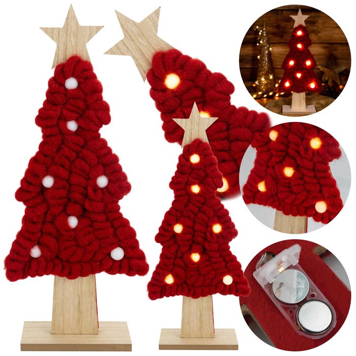 Choinka dekoracyjna LED drewniana 40 cm DEKORACJA OZDOBA BOŻE NARODZEN