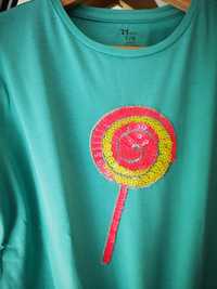 T-shirt menina verde com lollipop 7/8 anos