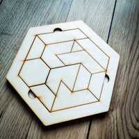 Drewniana układanka logiczna gra puzzle łamigłówka - heksagon