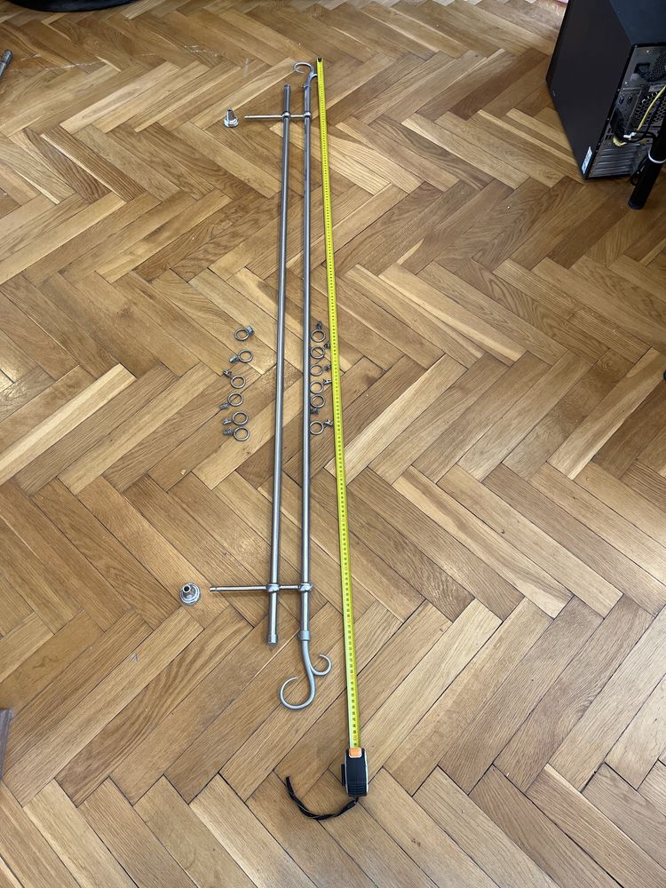 Karnisz 160 cm podwójny srebrny