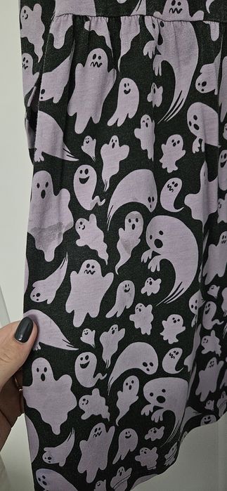H&M sukienka bawełniana z długim rękawem r. 122/128 duchy, halloween