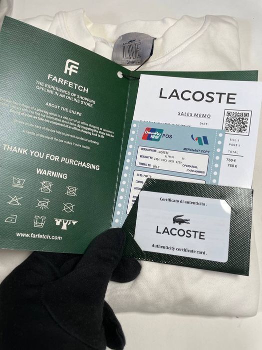 Свитшот Lacoste мужской батник белый черный