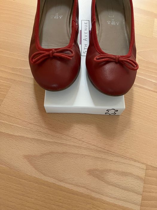 Baleriny skórzane czerwone/ bordowe , rozm 39