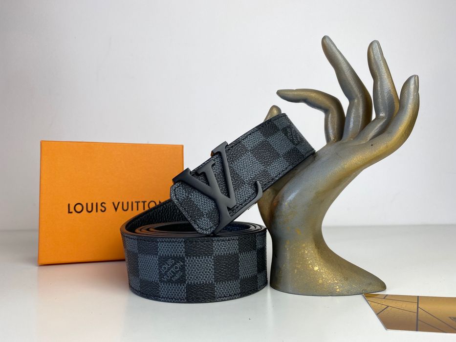 Pasek skórzany Louis Vuitton Premium szachownica Damier Graphite LV