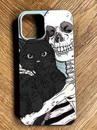 Case iPhone 12 Pro Max skull kitty black cat goth grunge edgy aestheti