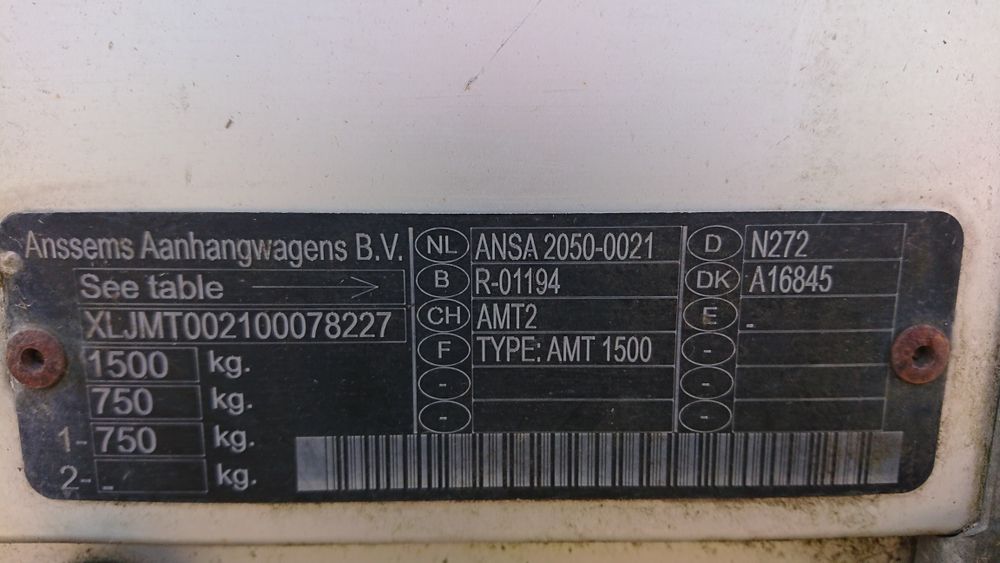 Przyczepa ANSSEMS AMT2 1500 aluminiowa dwuosiowa