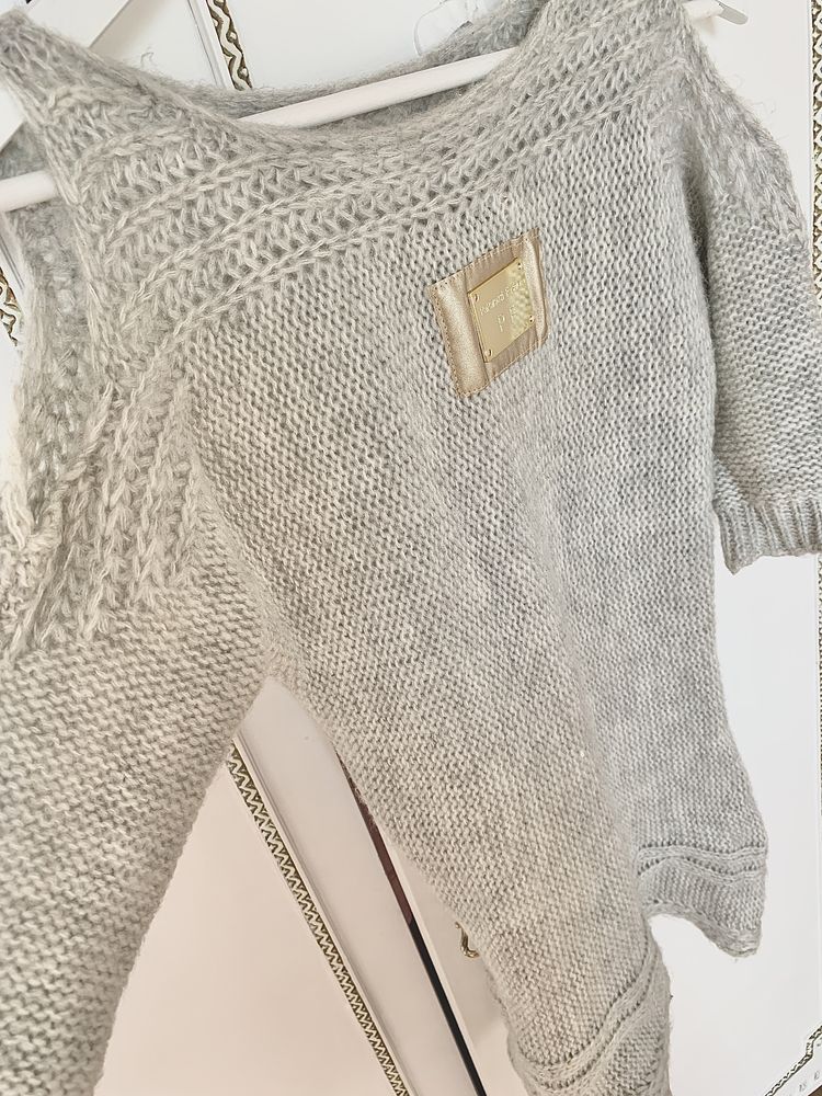 Paoatazzi fashion xs s szara tunika sweter