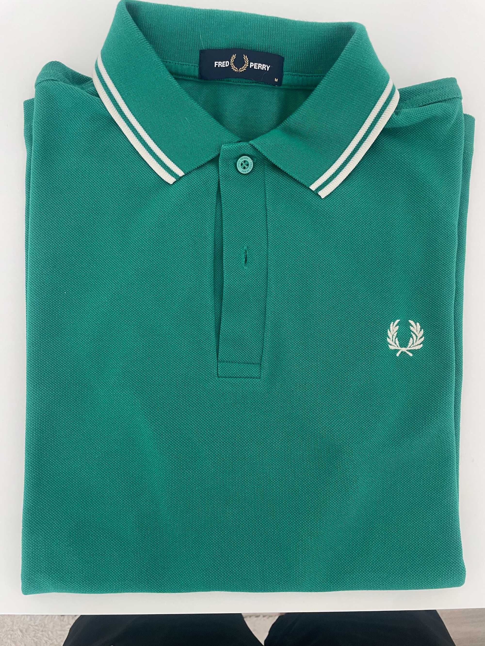 Polo Fred Perry 'Twin Tipped Fred Perry Shirt' M3600 Verde Branco