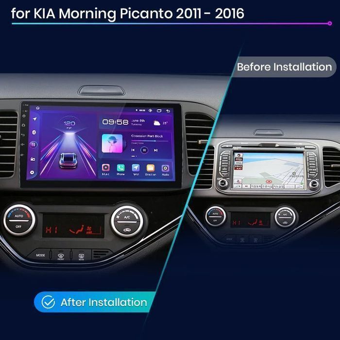 Radio Android V2 Plus do KIA Morning i Picanto 2011 - 2016, 8GB-256GB
