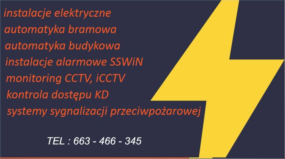 Montaż napędów do bram, kamer CCTV, systemów alarmowych SSWiN