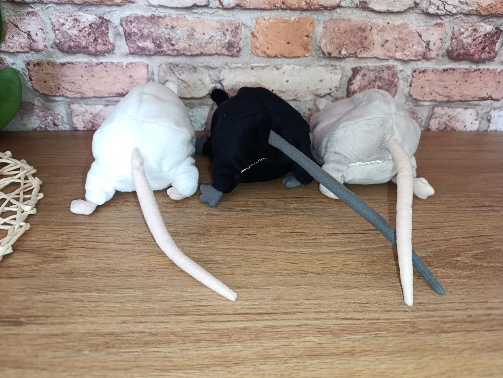 Gosig Rata szczur bialy,czarny i szary  mysz maskotka Ikea zestaw