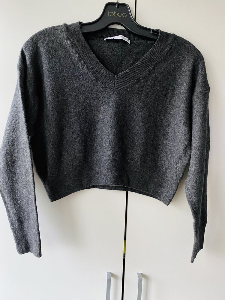 Krótki sweterek damski Zara z dodatkiem wełny i kaszmiru rozm S #A-52