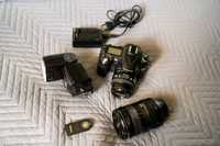 Zestaw aparat lustrznka body Nikon + 2x obiektyw Nikkor + lampa Nikon