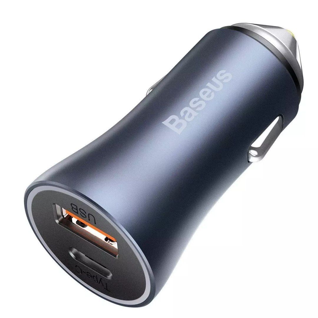 baseus golden contactor pro nabíječka do auta, 2x usb, 40w (šedá)