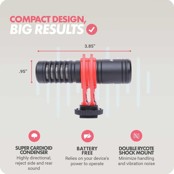 Movo VXR10-PRO Zewnętrzny Mikrofon Wideo do Kamery z Mocowaniem Wstrzą