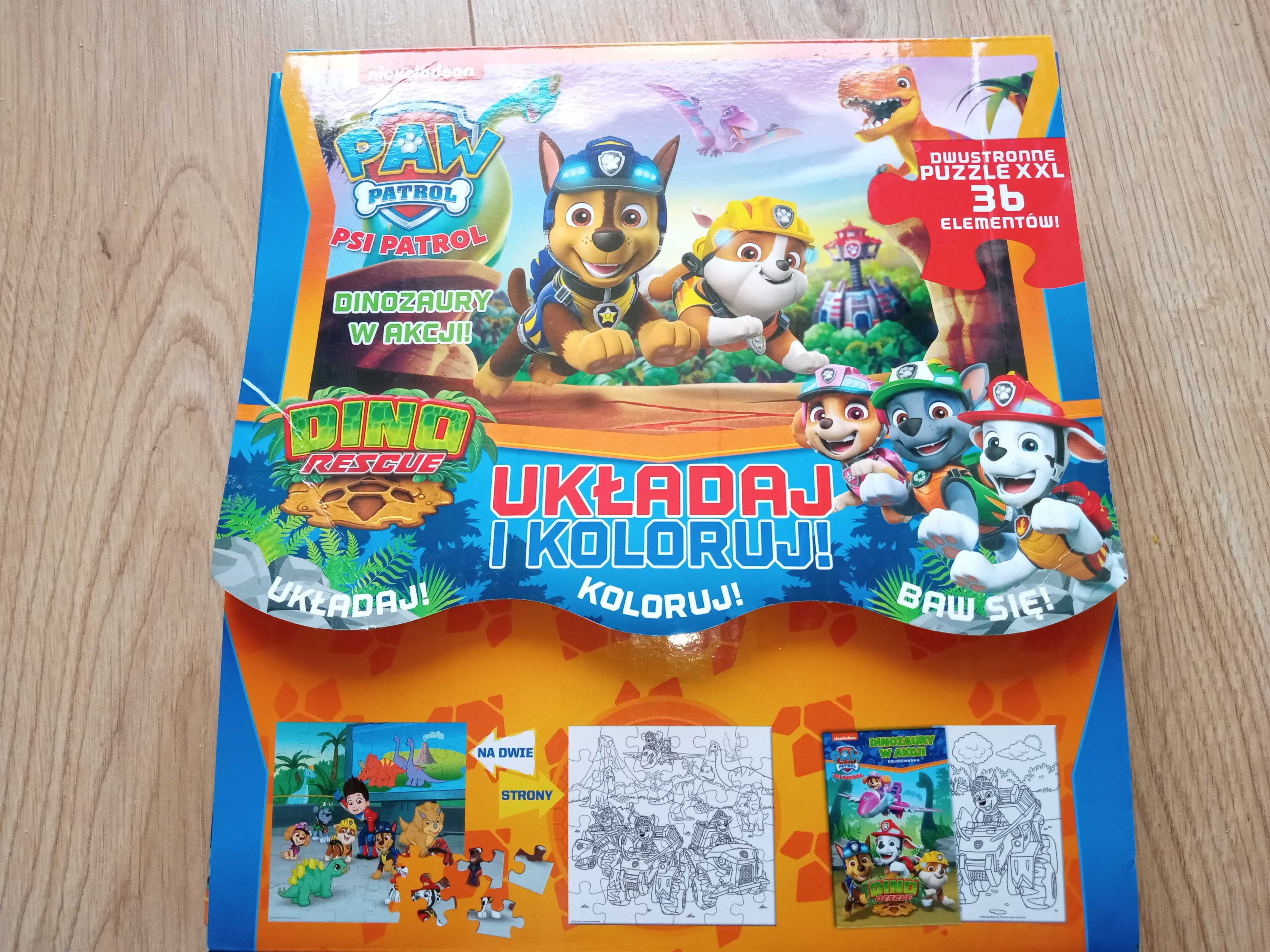 2 x Puzzle Układaj i koloruj psi patrol