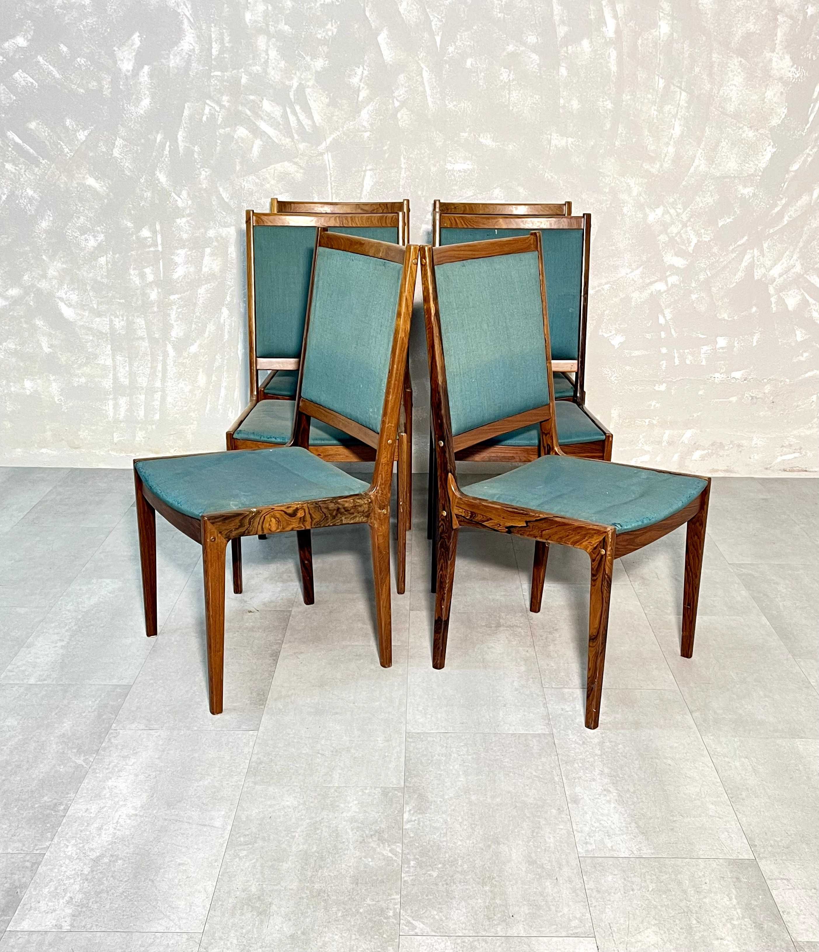Conjunto de seis cadeiras Kofod larsen em pau santo