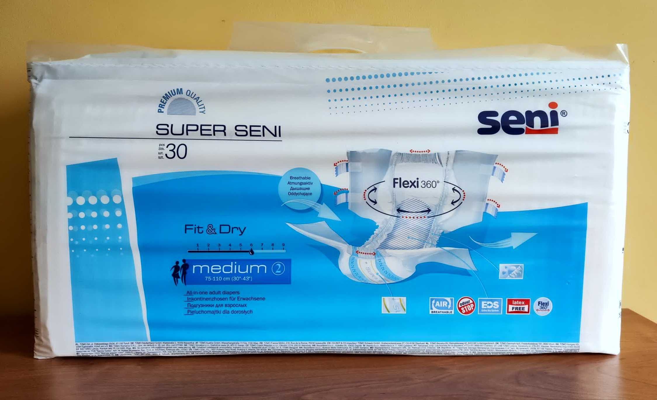 Super Seni M (75-110cm) pieluchomajtki dla dorosłych - 49szt.