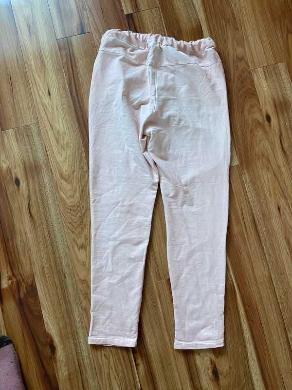 Dres materialowe spodnie acid wash nude pastele cekiny 42 40 xl