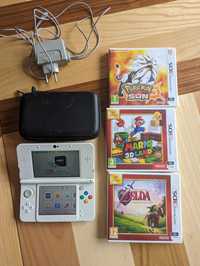 Biały New Nintendo 3DS + Pokémon Sun, Super Mario 3D Land, Zelda