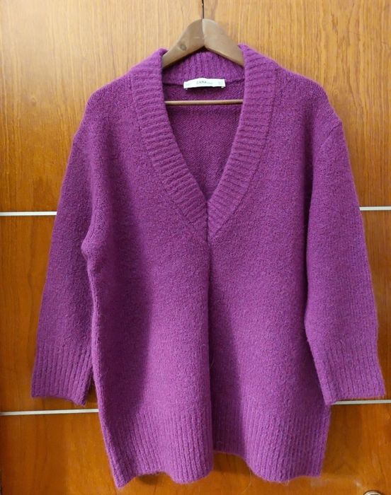 Zara Knit długi sweter M/L bdb wełna alpaka