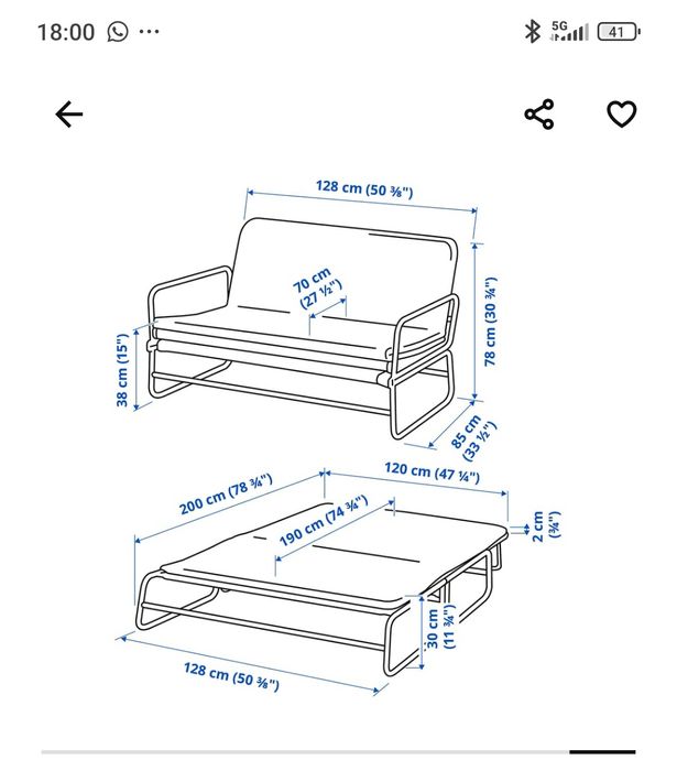 Sofá cama IKEA preto