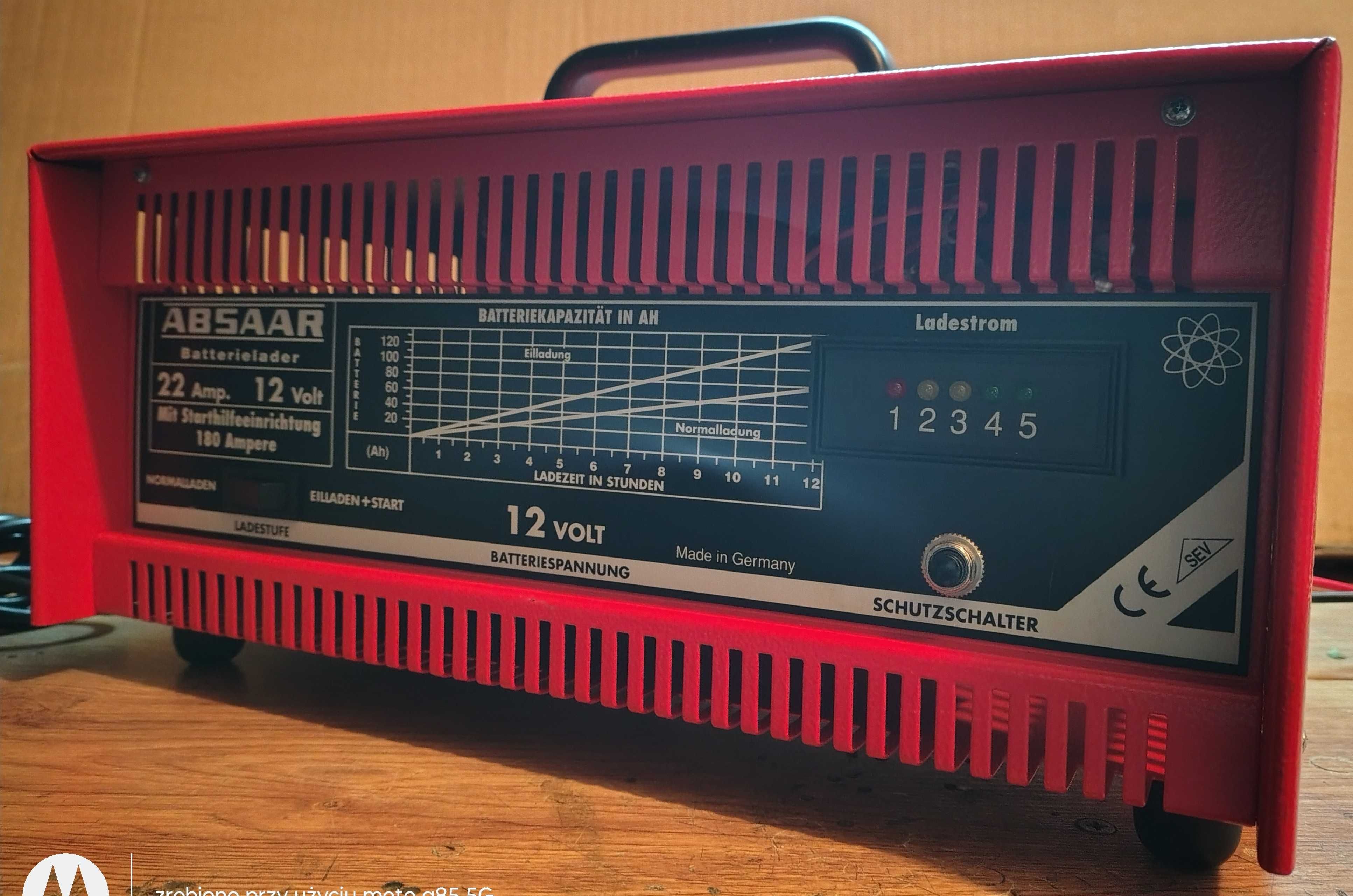Prostownik ABSAAR 12V/22A ze wspomag. rozruchu: 180 A.Made in Germany