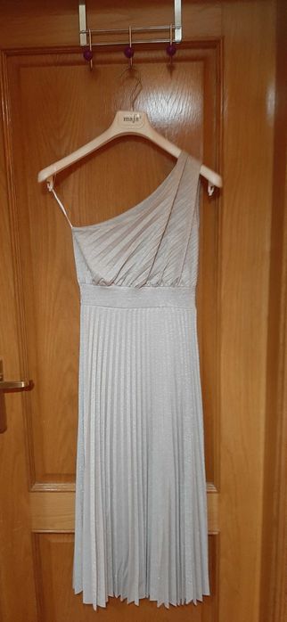 Vestido Bege Malha Lurex