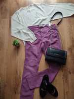 Spodnie sztruksowe damskie róż fiolet H&M, rozmiar 40 M/L