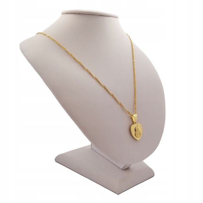 Złoty Łańcuszek + Medalik Serce Szkaplerz+grawer Gratis Prezent Na Chr