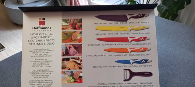 Hoffmanns Kitchenware zestaw kolorowych noży kuchennych