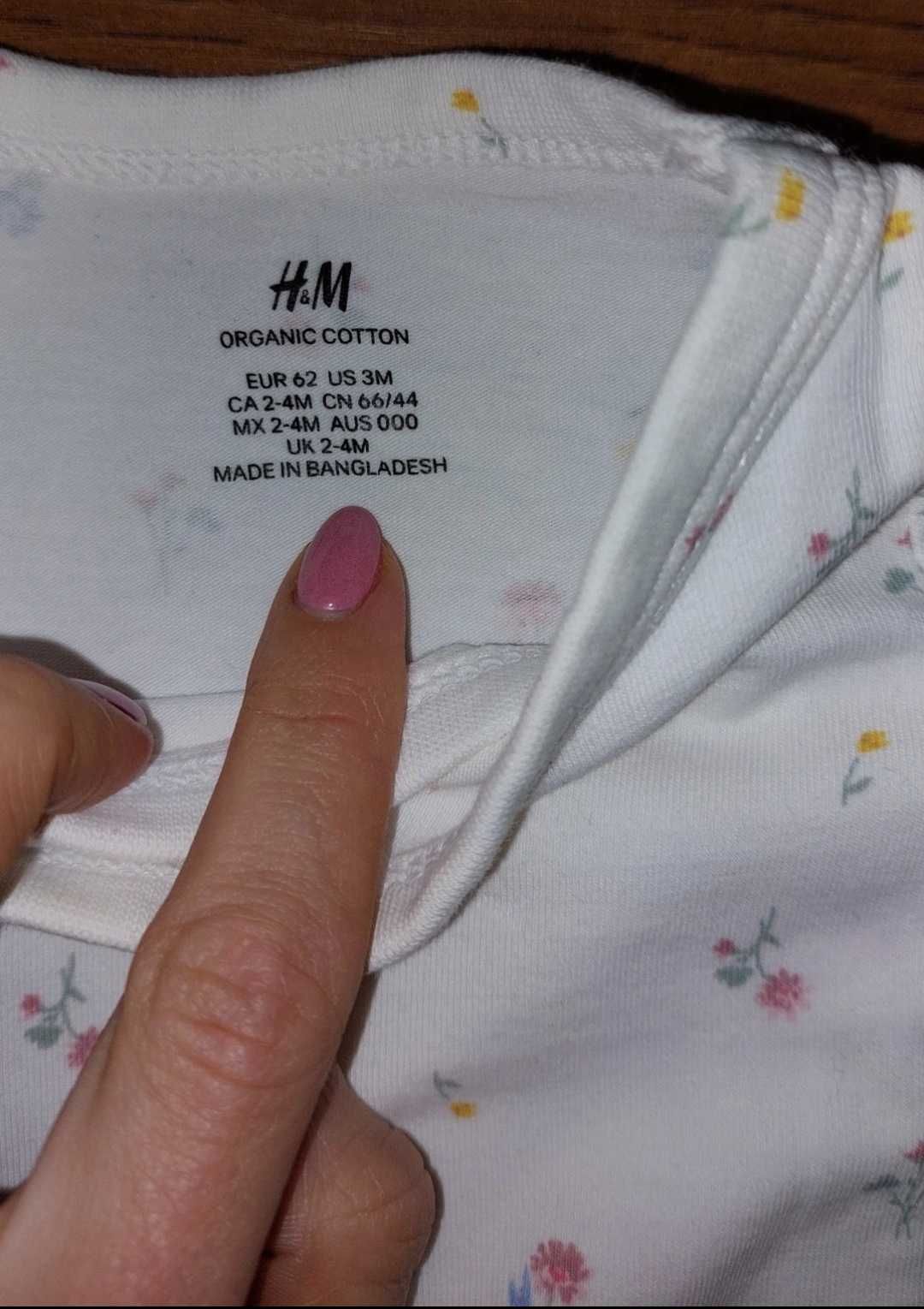 H&M Bawełniany komplecik dla dziewczynki, kremowy, rozmiar 62