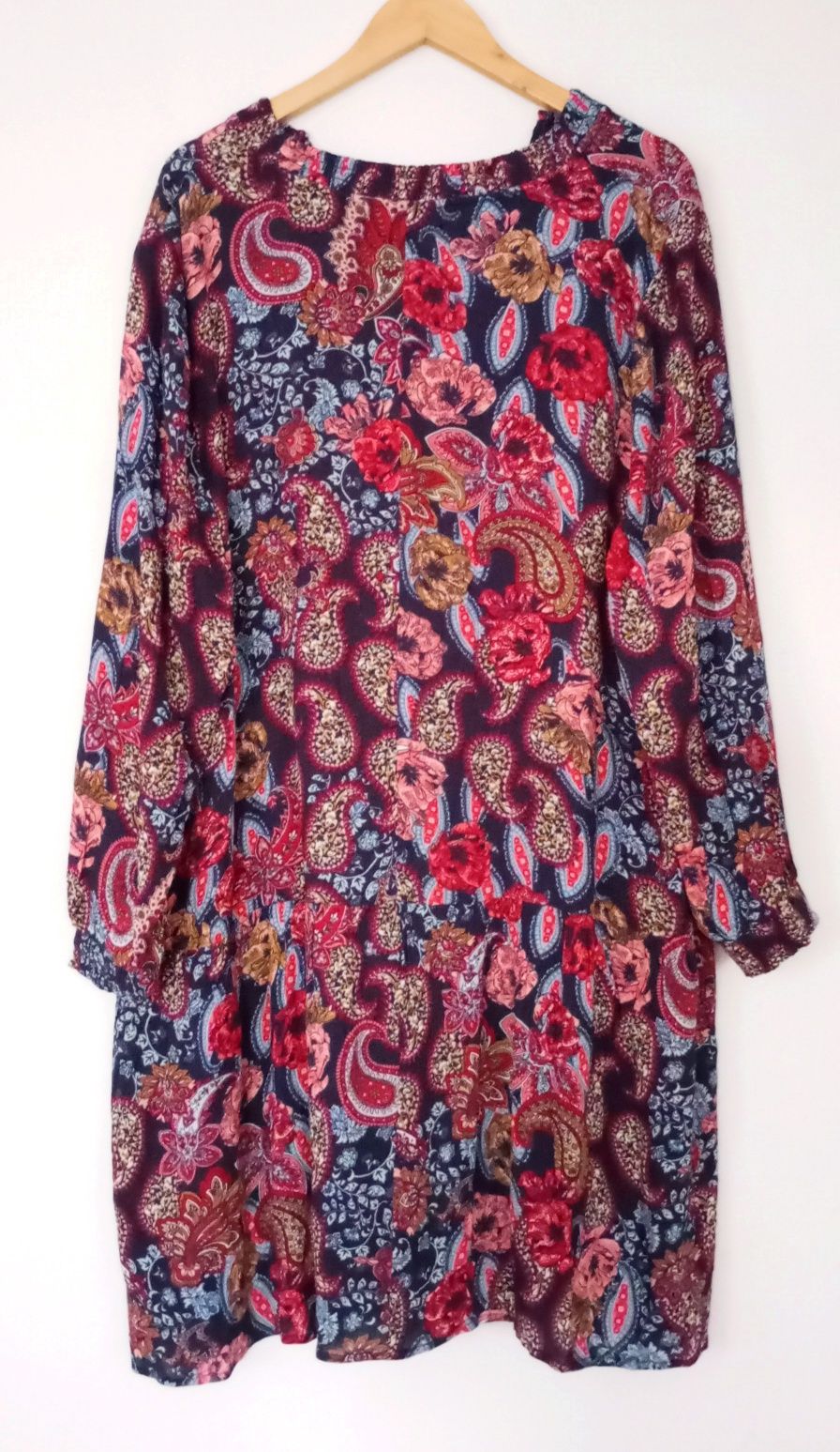 NOWA sukienka midi z falbaną wzór paisley r. 52 BONPRIX