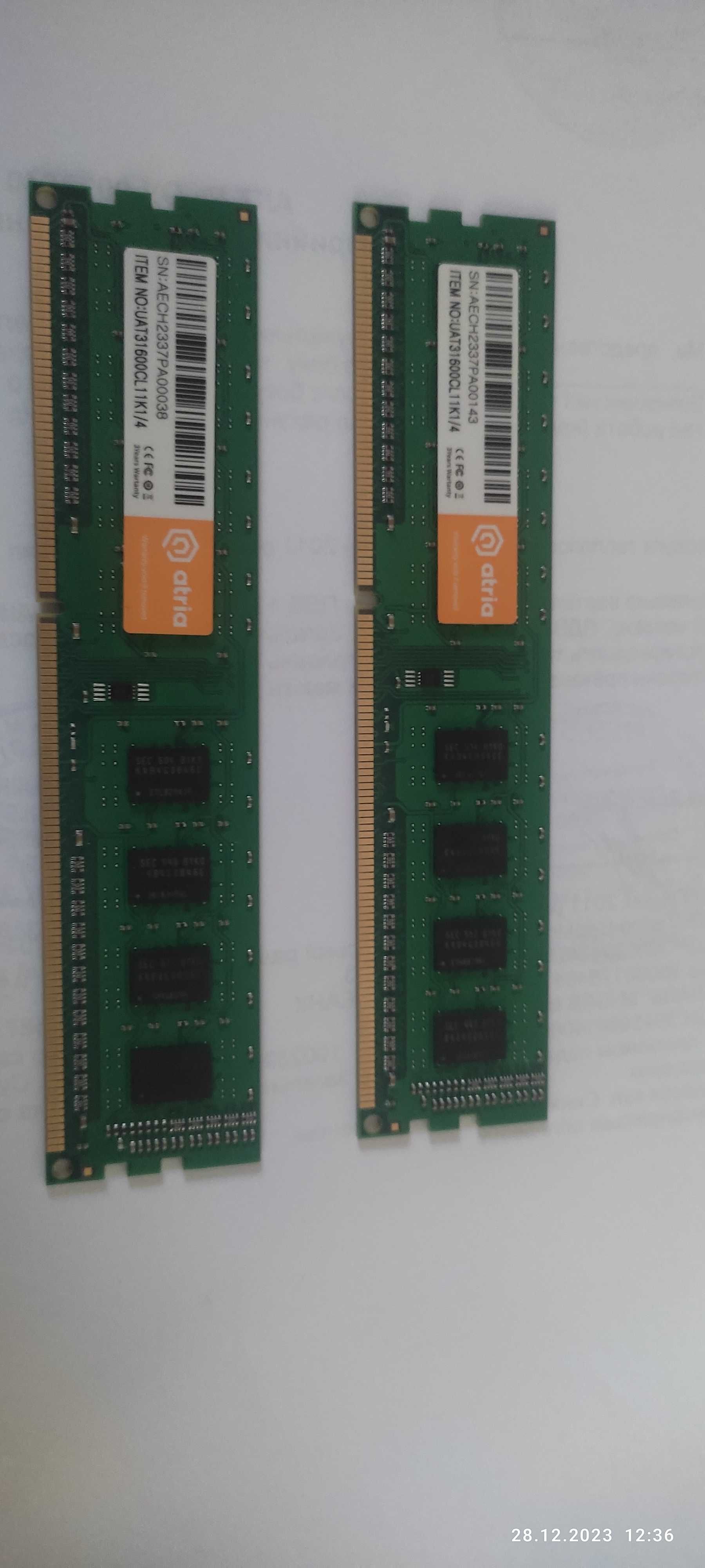 Оперативная память ATRIA DDR3-1600 8192MB PC3-12800 (UAT31600CL11K1/8)