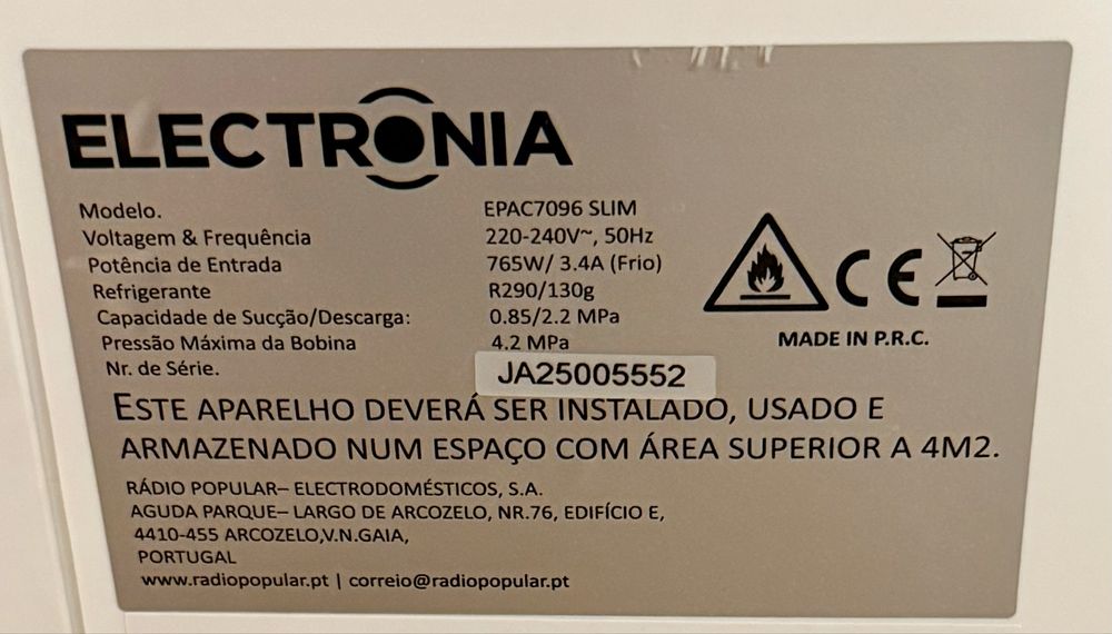 Ar condicionado portátil Electronia Slim
