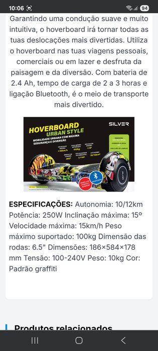 Hoverboard silver Bluetooth