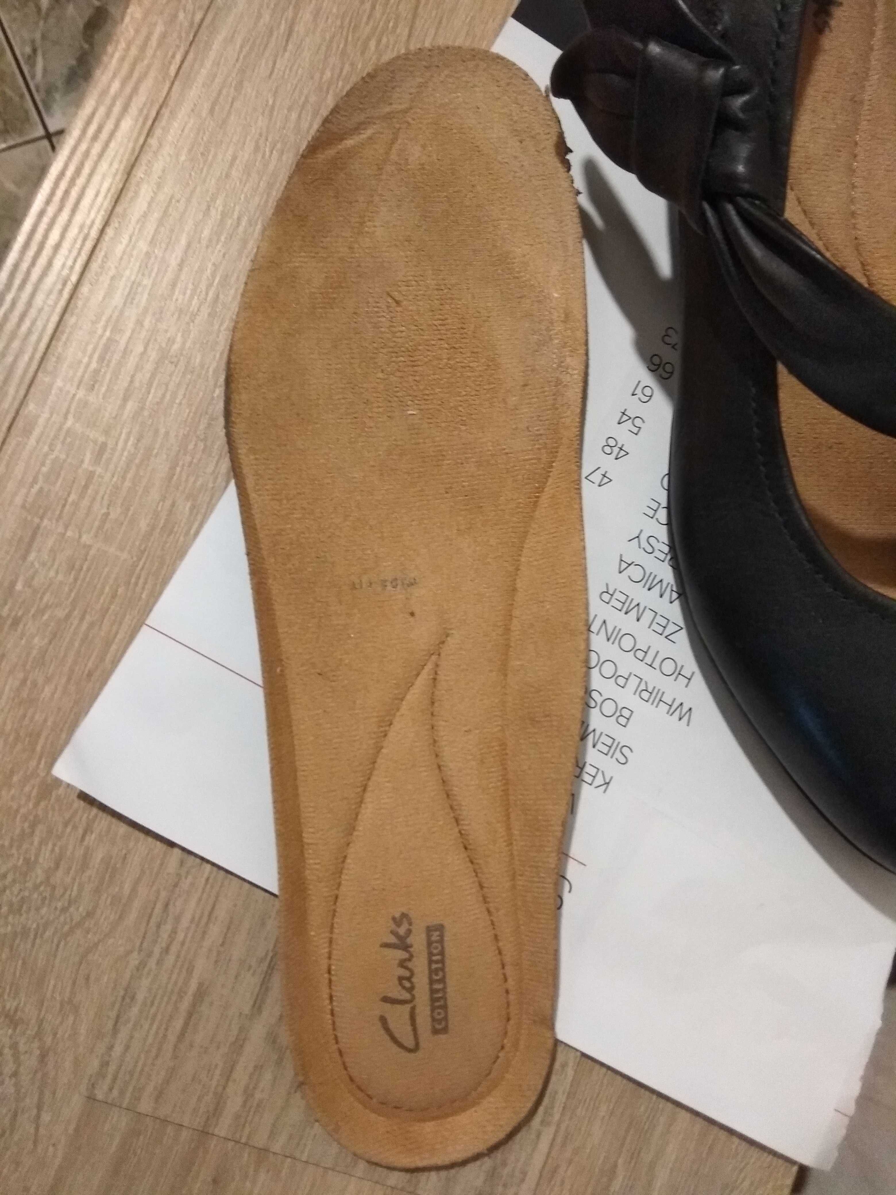 CLARKS Damskie skórzane czarne buty czółenka baleriny Super stan 41