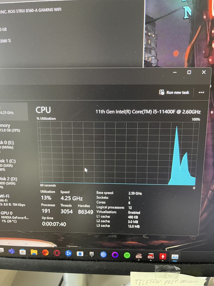 Komputer gamingowy Intel i5 11400F RTX 3060ti ASUS ZOTAC