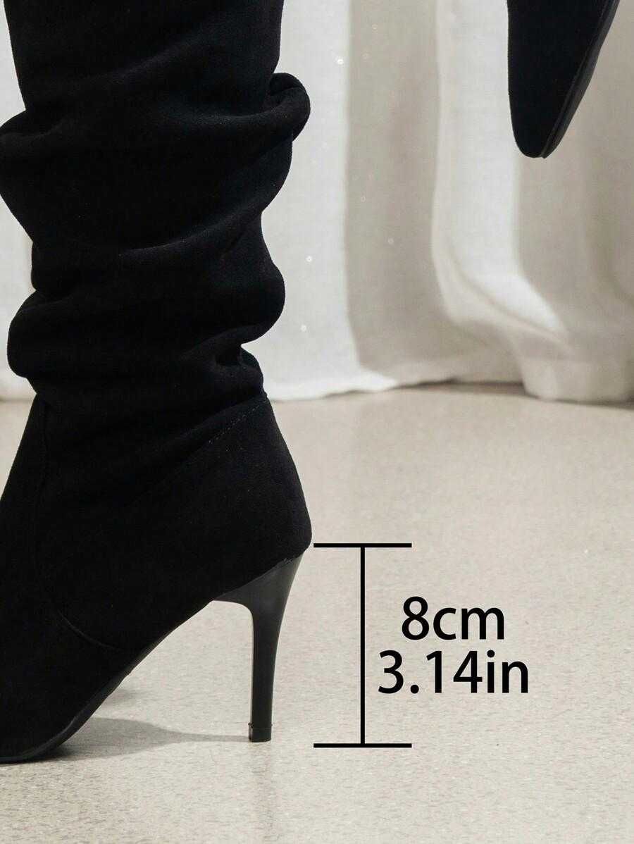 Shein czarne marszczone kozaczki 40.5 na szpilce 8 cm