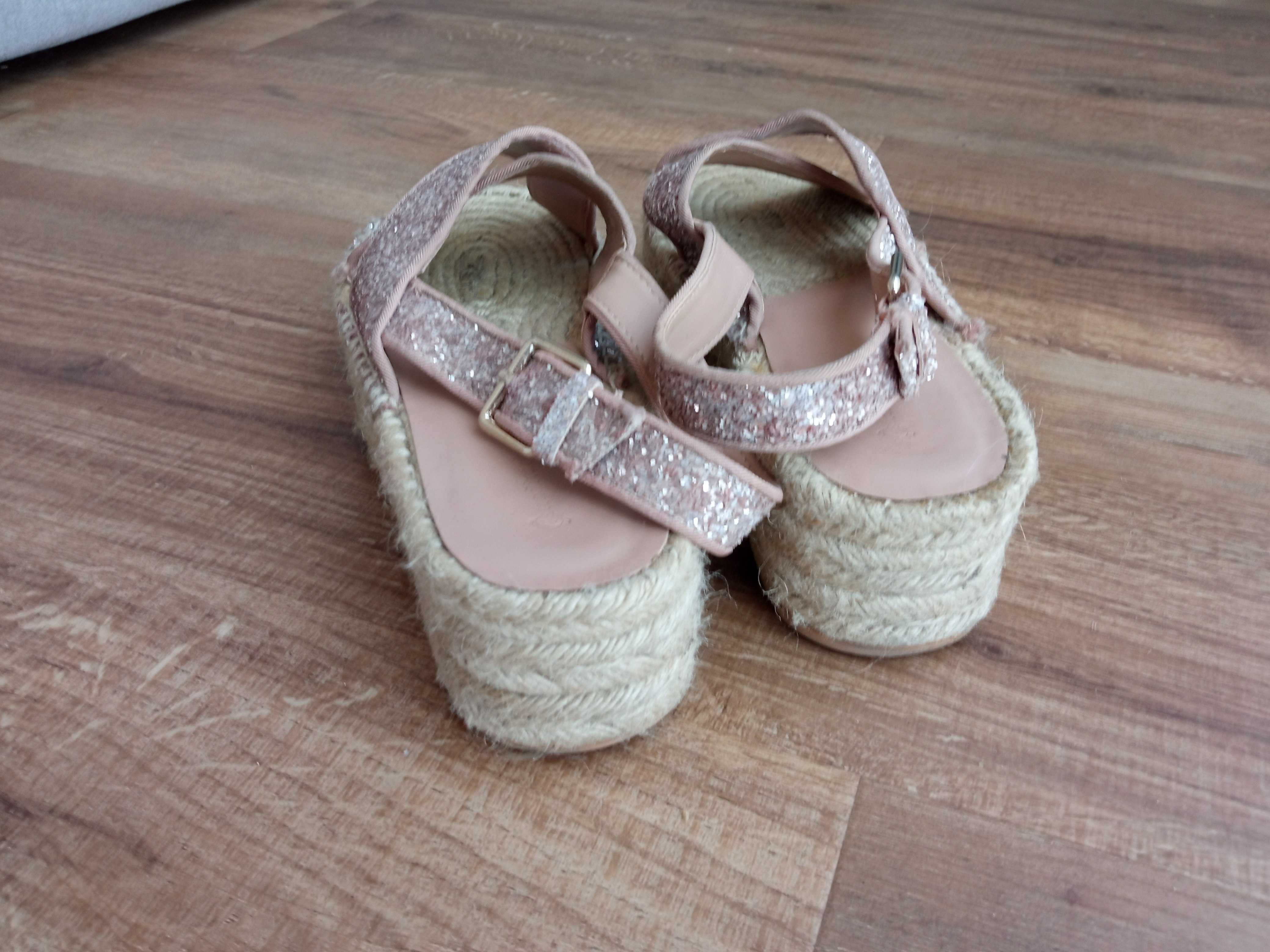 Espadryle na koturnie koturna 37/38 brokat sznurek