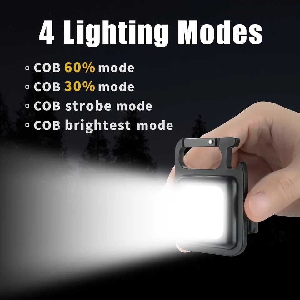 Портативний led ліхтарик акумуляторний 4 режими з триногою біле світло