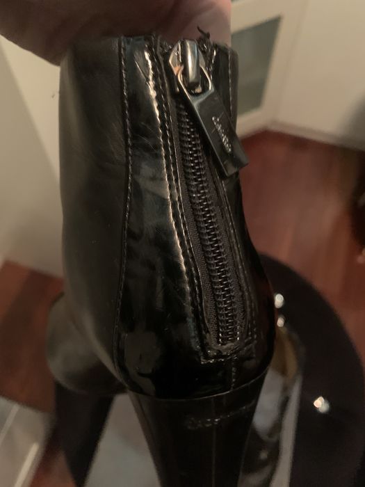 Skórzane czarne botki damskie Calvin Klein 38