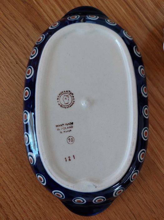 Krówka do mleka, zestaw do oliwy i octu, Bolesławiec, ceramika